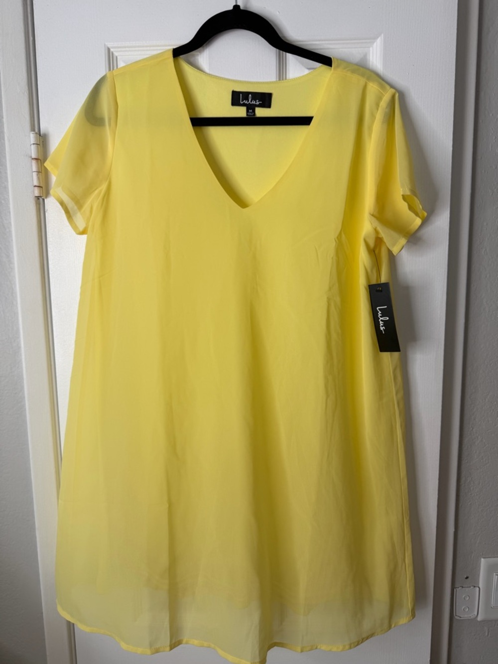 Lulu's Sunny Yellow V-Neck Mini Dress